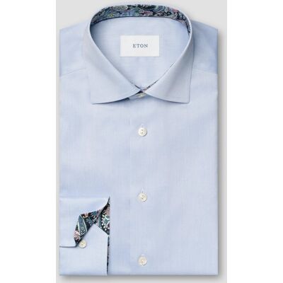 Eton Overhemd Uni Color Luxury Signature Twill Paisley Pattern Contrast Fabric Licht Blauw / male Eton Overhemd Uni Color Luxury Signature Twill Paisley Pattern Contrast Fabric Licht Blauw / male