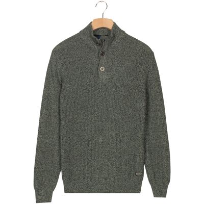 Baileys Trui Half Zip And Buttons Mouliné Rib Structure Navy / male Baileys Trui Half Zip And Buttons Mouliné Rib Structure Navy / male