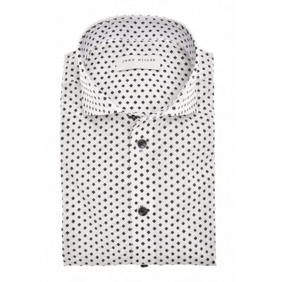 John Miller Overhemd Fantasy Diamond Pattern Wide-Spread Collar Cotton Stretch Navy / male John Miller Overhemd Fantasy Diamond Pattern Wide-Spread Collar Cotton Stretch Navy / male