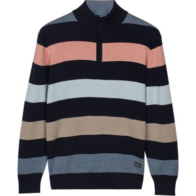Baileys Trui Half Zip Knit Two-Tone Multi Stripe Abrikoos / male Baileys Trui Half Zip Knit Two-Tone Multi Stripe Abrikoos / male