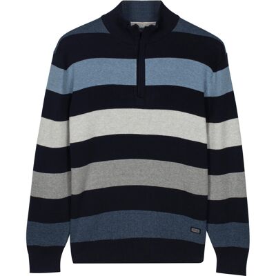 Baileys Trui Half Zip Knit Two-Tone Multi Stripe Riviera Blue / male Baileys Trui Half Zip Knit Two-Tone Multi Stripe Riviera Blue / male