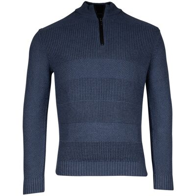 Baileys Trui Half Zip Multi Structure Knit Deep Denim Blue / male Baileys Trui Half Zip Multi Structure Knit Deep Denim Blue / male