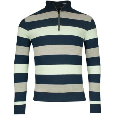 Baileys Trui Sweatshirt Half Zip Doubleface Yarn-Dyed Two Tone Stripes Olijf Groen / male Baileys Trui Sweatshirt Half Zip Doubleface Yarn-Dyed Two Tone Stripes Olijf Groen / male