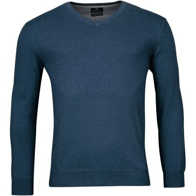 Baileys Trui Pima Cotton V-Neck Uni Color Single Knit Deep Denim Blue / male Baileys Trui Pima Cotton V-Neck Uni Color Single Knit Deep Denim Blue / male