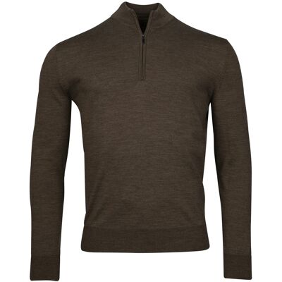 Baileys Trui Merino Wool Half Zip Uni Color Single Knit Dark Brown / male Baileys Trui Merino Wool Half Zip Uni Color Single Knit Dark Brown / male