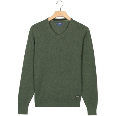 Baileys Trui V-Neck Cotton Allover Fine Texture Two-Tone Donker Groen / male Baileys Trui V-Neck Cotton Allover Fine Texture Two-Tone Donker Groen / male