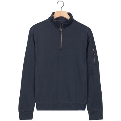 Baileys Trui Sweat Half Zip Yarn Dyed Pinstripe Interlock Sleeve Zip Pocket Navy / male Baileys Trui Sweat Half Zip Yarn Dyed Pinstripe Interlock Sleeve Zip Pocket Navy / male