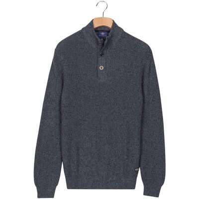 Baileys Trui Half Zip And Buttons Mouliné Rib Structure Faded Denim Blue / male Baileys Trui Half Zip And Buttons Mouliné Rib Structure Faded Denim Blue / male