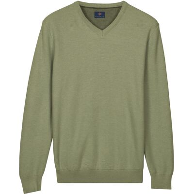 Baileys Trui Cotton V-Neck Pullover Subtle Faux-Uni Structure Knit Misty Green / male Baileys Trui Cotton V-Neck Pullover Subtle Faux-Uni Structure Knit Misty Green / male