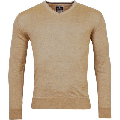 Baileys Trui V-Hals Merinowol Uni Color Single Knit Donker Zand / male Baileys Trui V-Hals Merinowol Uni Color Single Knit Donker Zand / male