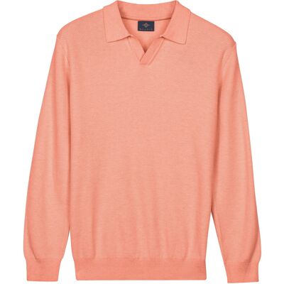 Baileys Trui Polo Pullover V-Neck Structure Knit Abrikoos / male Baileys Trui Polo Pullover V-Neck Structure Knit Abrikoos / male