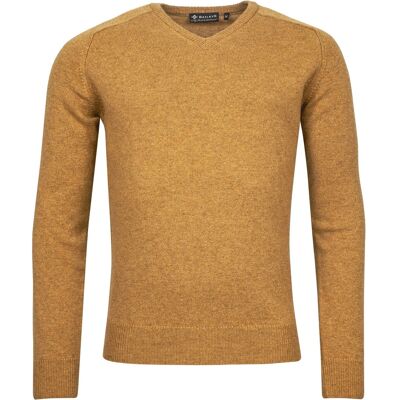 Baileys Trui Two Ply Scottish Lambswool V-Neck Pullover Single Knit Donker Goud / male Baileys Trui Two Ply Scottish Lambswool V-Neck Pullover Single Knit Donker Goud / male