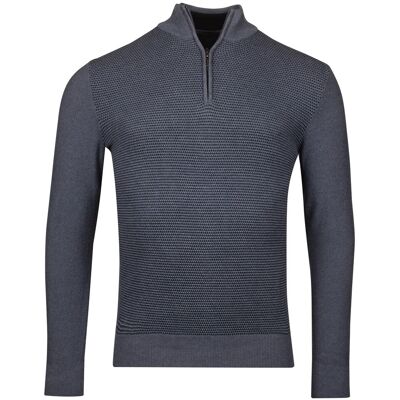 Baileys Trui Half Zip Collar Structure Knit Three-Color Front Deep Denim Blue / male Baileys Trui Half Zip Collar Structure Knit Three-Color Front Deep Denim Blue / male