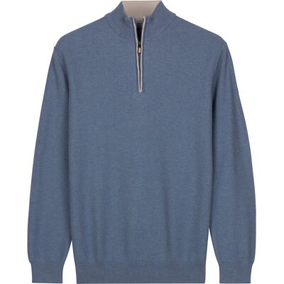 Baileys Trui Half Zip Subtle Faux-Uni Structure Knit Riviera Blue / male Baileys Trui Half Zip Subtle Faux-Uni Structure Knit Riviera Blue / male