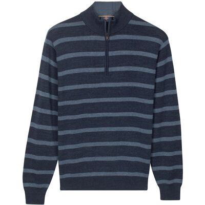 Baileys Trui Half Zip Allover Stripe Denim Yarn Cloud Blue / male Baileys Trui Half Zip Allover Stripe Denim Yarn Cloud Blue / male