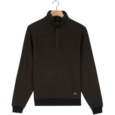 Baileys Trui Sweat Half Zip Two-Tone Jacquard Doubleface Interlock Donker Camel / male Baileys Trui Sweat Half Zip Two-Tone Jacquard Doubleface Interlock Donker Camel / male