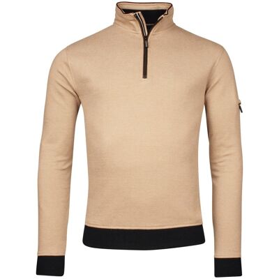 Baileys Trui Sweatshirt Half Zip Yarn Dyed Jacquard Doubleface Interlock Donker Zand / male Baileys Trui Sweatshirt Half Zip Yarn Dyed Jacquard Doubleface Interlock Donker Zand / male