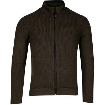 Baileys Vest Cardigan Zip Lined Allover Structure Knit Donker Groen / male Baileys Vest Cardigan Zip Lined Allover Structure Knit Donker Groen / male