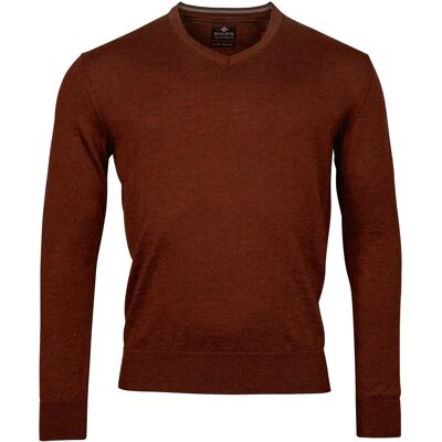 Baileys Trui V-Hals Merinowol Uni Color Single Knit Deep Red / male Baileys Trui V-Hals Merinowol Uni Color Single Knit Deep Red / male