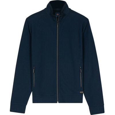 Baileys Vest Uni Color Fine Texture Sweat Cardigan Zip Jacquard Fabric Dark Denim Blue / male Baileys Vest Uni Color Fine Texture Sweat Cardigan Zip Jacquard Fabric Dark Denim Blue / male