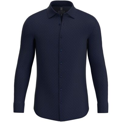 Desoto Overhemd Subtle Half Circle Fantasy Waves Pattern Navy / male Desoto Overhemd Subtle Half Circle Fantasy Waves Pattern Navy / male