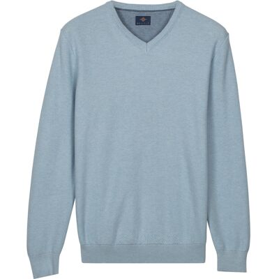 Baileys Trui Cotton V-Neck Pullover Subtle Faux-Uni Structure Knit Soft Blue / male Baileys Trui Cotton V-Neck Pullover Subtle Faux-Uni Structure Knit Soft Blue / male