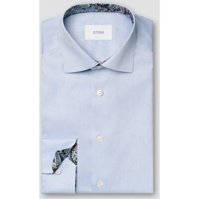 Eton Overhemd Uni Color Luxury Signature Twill Paisley Contrast Fabric Licht Blauw / male Eton Overhemd Uni Color Luxury Signature Twill Paisley Contrast Fabric Licht Blauw / male