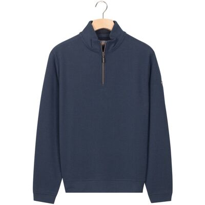 Baileys Trui Sweat Half Zip Jacquard Fabric Fine Allover Texture Dark Denim Blue / male Baileys Trui Sweat Half Zip Jacquard Fabric Fine Allover Texture Dark Denim Blue / male