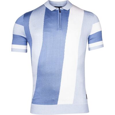 Giordano Polo Enzo Knitted Vertical Diagonal Stripe Zip Navy / male Giordano Polo Enzo Knitted Vertical Diagonal Stripe Zip Navy / male