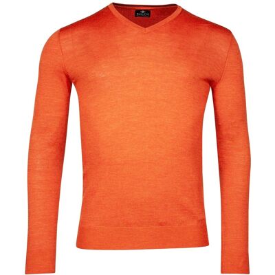 Baileys Trui V-Hals Merinowol Uni Color Single Knit Mid Orange / male Baileys Trui V-Hals Merinowol Uni Color Single Knit Mid Orange / male