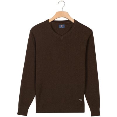 Baileys Trui V-Neck Cotton Allover Fine Texture Two-Tone Dark Brown / male Baileys Trui V-Neck Cotton Allover Fine Texture Two-Tone Dark Brown / male