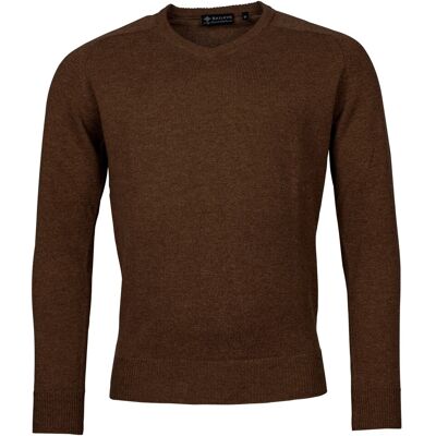 Baileys Trui Two Ply Scottish Lambswool V-Neck Pullover Single Knit Dark Brown / male Baileys Trui Two Ply Scottish Lambswool V-Neck Pullover Single Knit Dark Brown / male