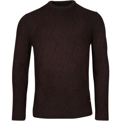 Baileys Trui Crew Neck Plated Large V-Shape Structure Knit Aubergine / male Baileys Trui Crew Neck Plated Large V-Shape Structure Knit Aubergine / male