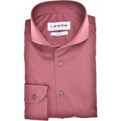 Ledûb Overhemd Slim Uni Color Cotton Jersey Cutaway Collar Midden Rood / male Ledûb Overhemd Slim Uni Color Cotton Jersey Cutaway Collar Midden Rood / male
