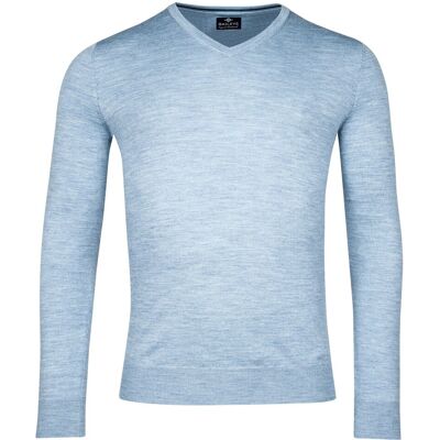 Baileys Trui V-Hals Merinowol Uni Color Single Knit Midden Blauw / male Baileys Trui V-Hals Merinowol Uni Color Single Knit Midden Blauw / male