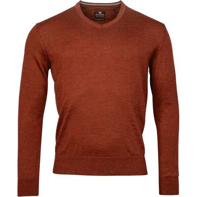 Baileys Trui V-Hals Merinowol Uni Color Single Knit Deep Orange / male Baileys Trui V-Hals Merinowol Uni Color Single Knit Deep Orange / male