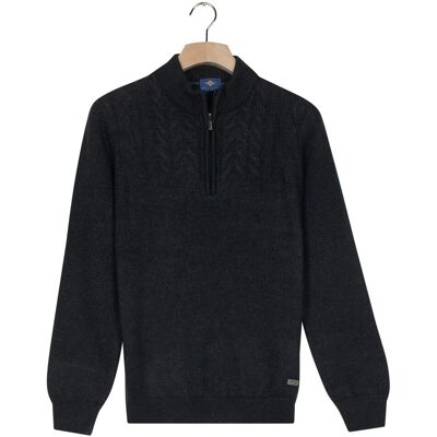 Baileys Trui Half Zip Single Stitch Top Front Cable Design Navy / male Baileys Trui Half Zip Single Stitch Top Front Cable Design Navy / male