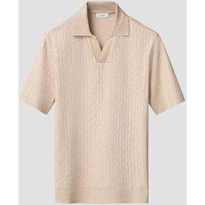 Eton Polo Jacquard Knit No Button Collar Organic Cotton Beige / male Eton Polo Jacquard Knit No Button Collar Organic Cotton Beige / male