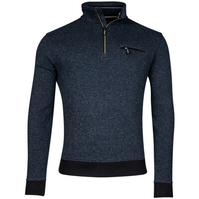 Baileys Trui Half Zip 2-Tone Jacquard Doubleface Interlock Sweat Mid Denim Blue / male Baileys Trui Half Zip 2-Tone Jacquard Doubleface Interlock Sweat Mid Denim Blue / male