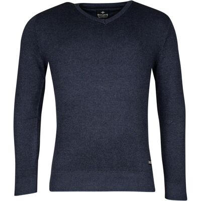 Baileys Trui Cotton V-Neck Allover 2-Tone Deep Denim Blue / male Baileys Trui Cotton V-Neck Allover 2-Tone Deep Denim Blue / male