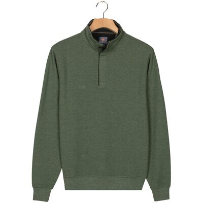 Baileys Trui Jacquard Texture Uni Color Sweat Zip Collar Dark Forest / male Baileys Trui Jacquard Texture Uni Color Sweat Zip Collar Dark Forest / male