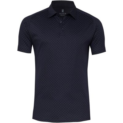 Desoto Polo Abstract Mini Allover Cubes Pattern Donker Blauw / male Desoto Polo Abstract Mini Allover Cubes Pattern Donker Blauw / male