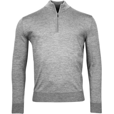 Baileys Trui Merino Wool Half Zip Uni Color Single Knit Zilvergrijs / male Baileys Trui Merino Wool Half Zip Uni Color Single Knit Zilvergrijs / male