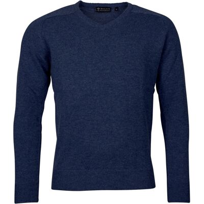 Baileys Trui Two Ply Scottish Lambswool V-Neck Pullover Single Knit Dark Denim Blue / male Baileys Trui Two Ply Scottish Lambswool V-Neck Pullover Single Knit Dark Denim Blue / male