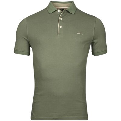 Baileys Polo Uni Color Subtle Contrast Detail Piqué Olijf Groen / male Baileys Polo Uni Color Subtle Contrast Detail Piqué Olijf Groen / male