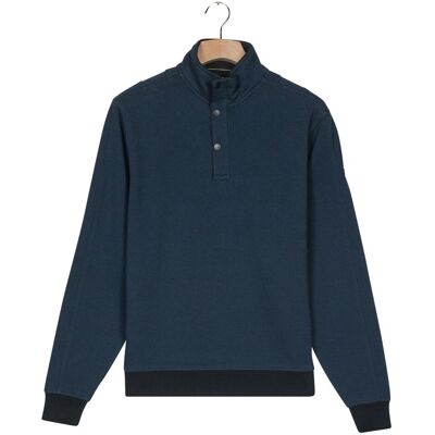 Baileys Trui Half Zip And Press Buttons Collar Jacquard Subtle Texture Sweat Navy / male Baileys Trui Half Zip And Press Buttons Collar Jacquard Subtle Texture Sweat Navy / male