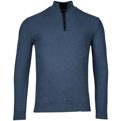 Baileys Trui Half Zip Structure Knit Combed Cotton Deep Denim Blue / male Baileys Trui Half Zip Structure Knit Combed Cotton Deep Denim Blue / male
