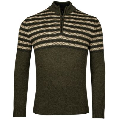 Baileys Trui Half Zip Jacquard Top Stripe Design Single Knit Donker Groen / male Baileys Trui Half Zip Jacquard Top Stripe Design Single Knit Donker Groen / male
