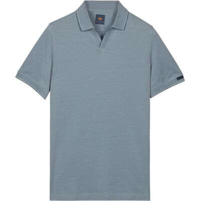 Baileys Polo No-Button Closure Two-Tone Oxford Piqué Riviera Blue / male Baileys Polo No-Button Closure Two-Tone Oxford Piqué Riviera Blue / male