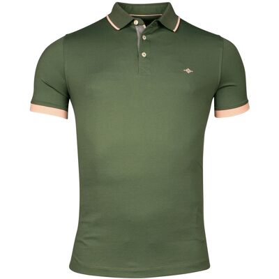 Baileys Polo Solid Piqué Tipping Contrast Color Olijf Groen / male Baileys Polo Solid Piqué Tipping Contrast Color Olijf Groen / male
